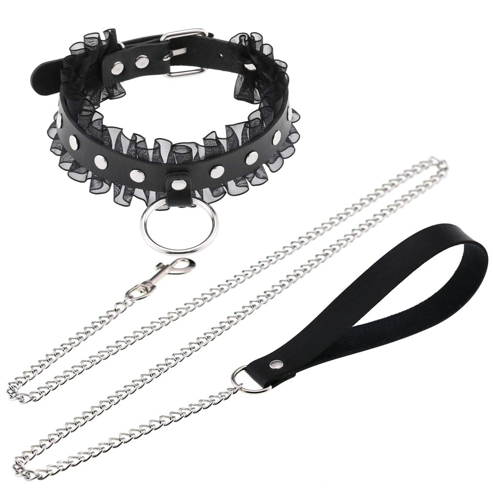 Goth Punk Spike Choker - 男性と女性のためのセクシーなレースのネックレス,パンクと金属のリベットが付いた宝石