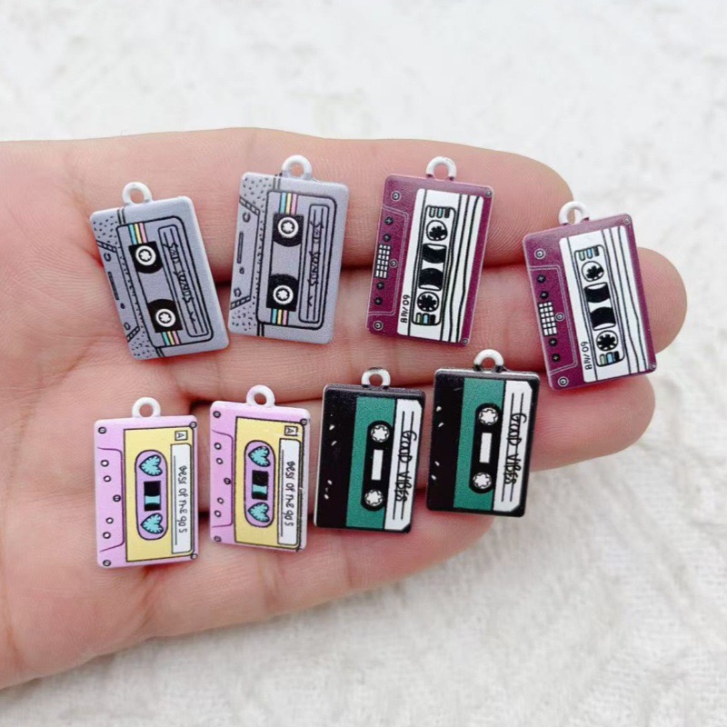 Earrings - 10個の合金ジュエリーアクセサリー、オイルドロッププリント磁気テープペンダント、レトロシリーズ、手作りDIYイヤリング、バッグ、その他。