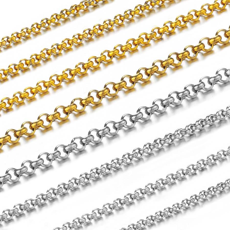 Body Jewelry - 1メートル2-4mmステンレス鋼O型小円チェーン、DIYボディチェーン、ブレスレット、ネックレス、ジュエリー製作アクセサリー用