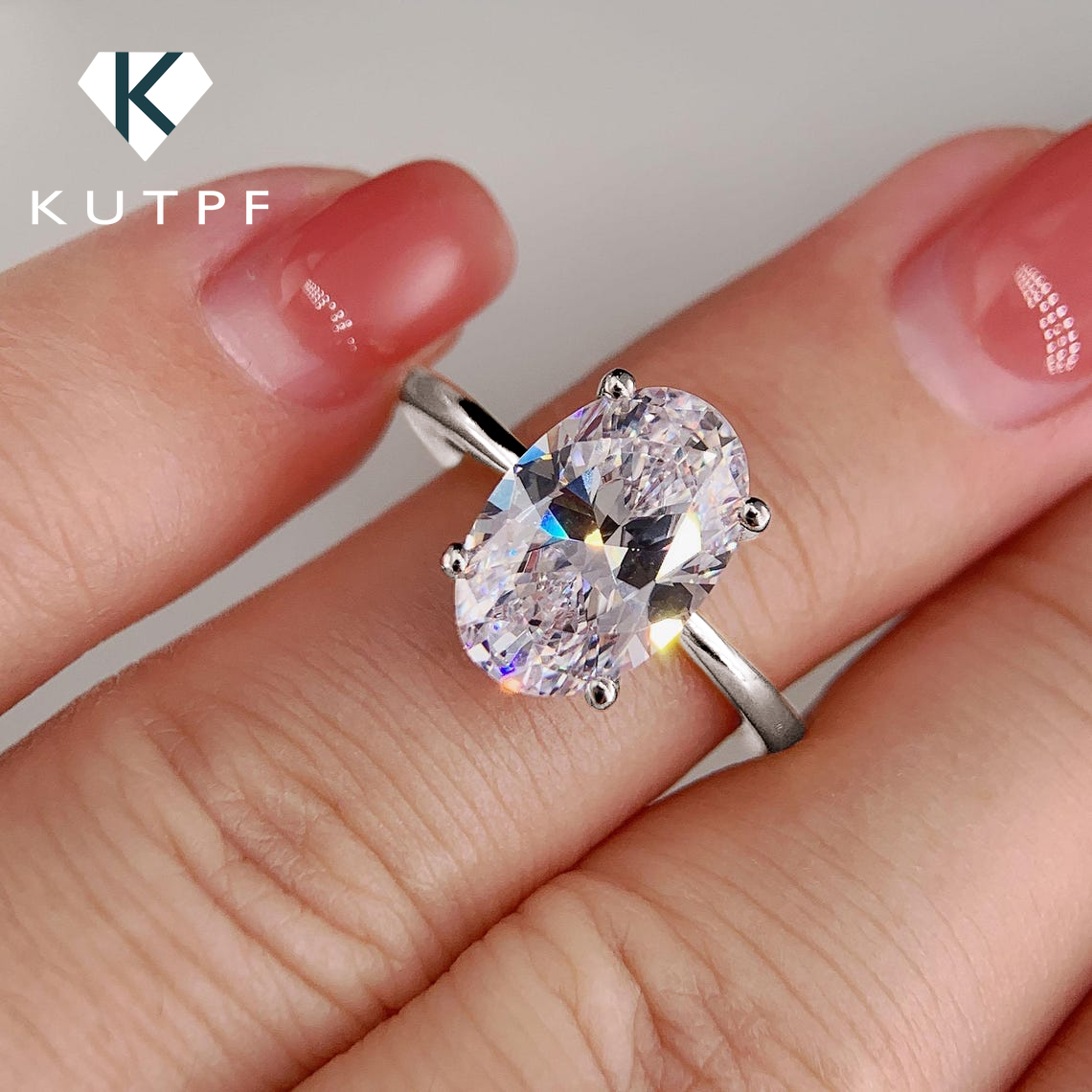 Moissanite Engagement Ring 1 Carat - 1/2/3 カラット オーバルカット モアサナイト 婚約指輪 女性用
