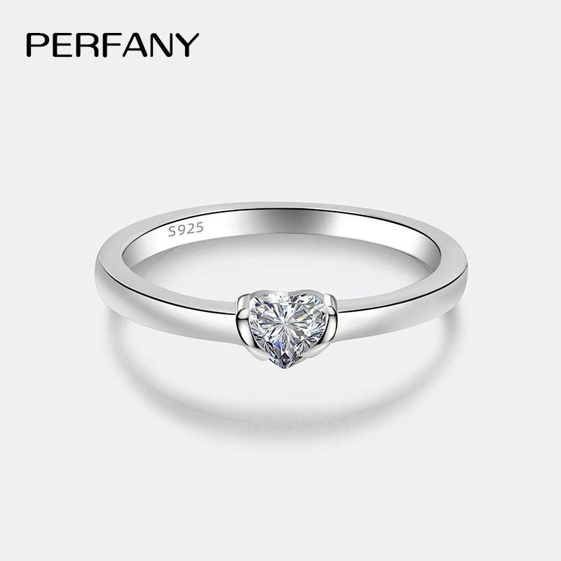 Moissanite Engagement Ring 1 Carat - Perfany-女性用モアッサナイトリング,ハートカット,s925ピュアシルバー,クラシックな結婚指輪,ファッションジュエリー,パーティーギフト,0.3カラット