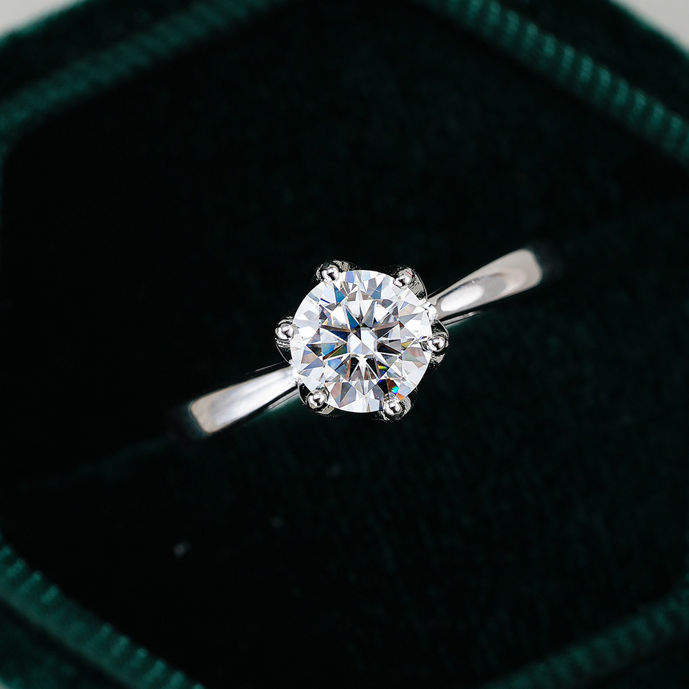 Moissanite Engagement Ring 1 Carat - JoyceJelly クラシック 6 爪モアッサナイト リング S925