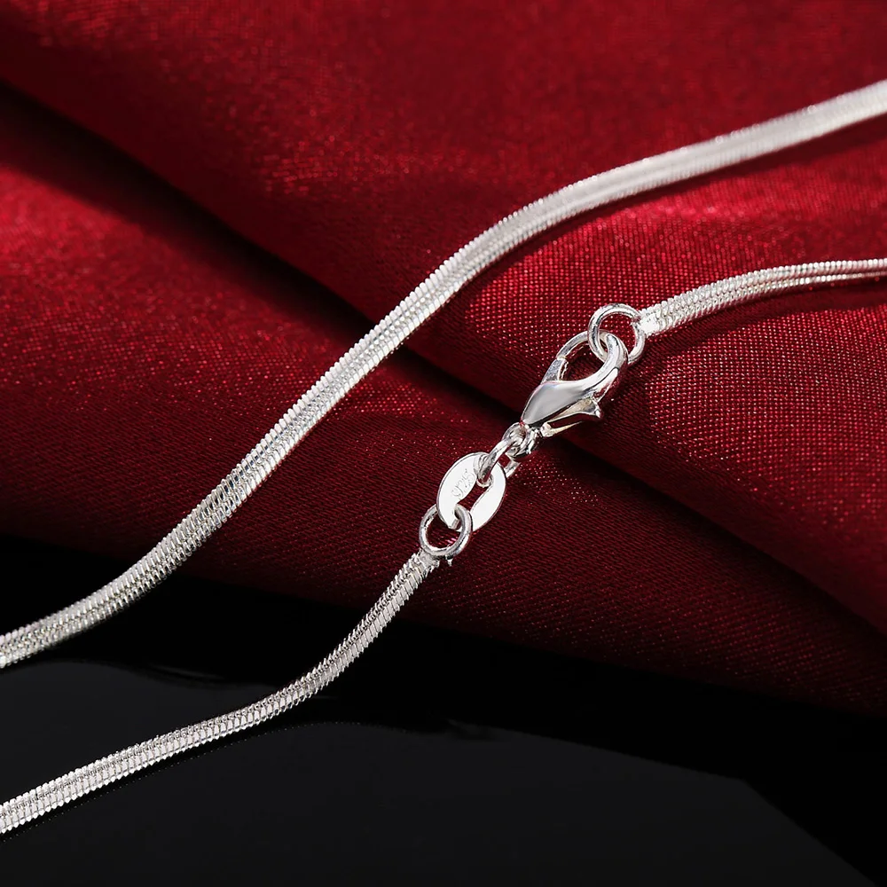 925 Sterling Silver Chain Necklace Men - 男性と女性のための925スターリングシルバーのネックレス,スネークチェーン,かわいいチャーム,ペンダント,結婚披露宴,ファッショナブル,長さ40〜75cm,2mm