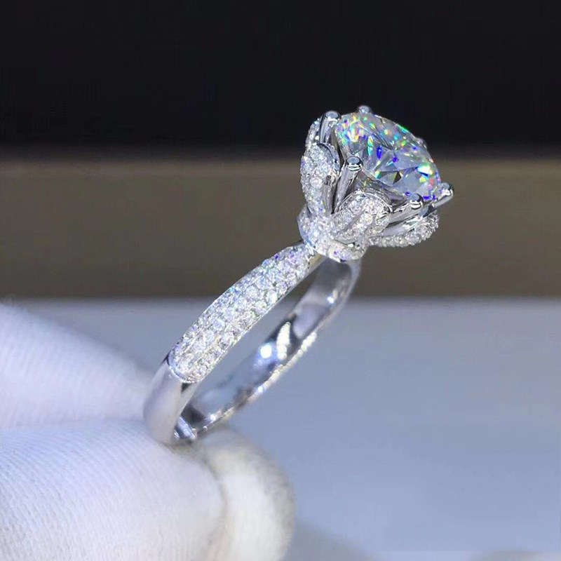Moissanite Engagement Ring 1 Carat - モルガナイトリング VVS1 グレード ラボグロウンダイヤモンド 1/2/3/5 カラット