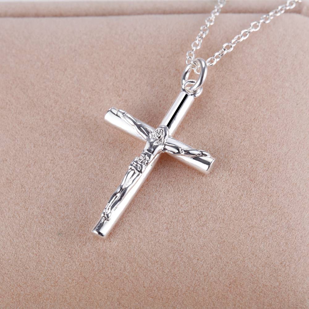 925 Sterling Silver Chain Necklace Men - 新しい 925 スターリングシルバーネックレスクロス男性女性ファッション鎖骨チェーンネックレスウェディングパーティージュエリーチェーンギフト
