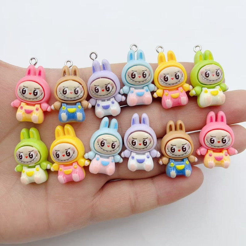 Earrings - 10 個かわいいウサギイチゴハウス樹脂チャーム素敵な漫画の動物ペンダントイヤリングキーホルダー DIY ジュエリーメイク用