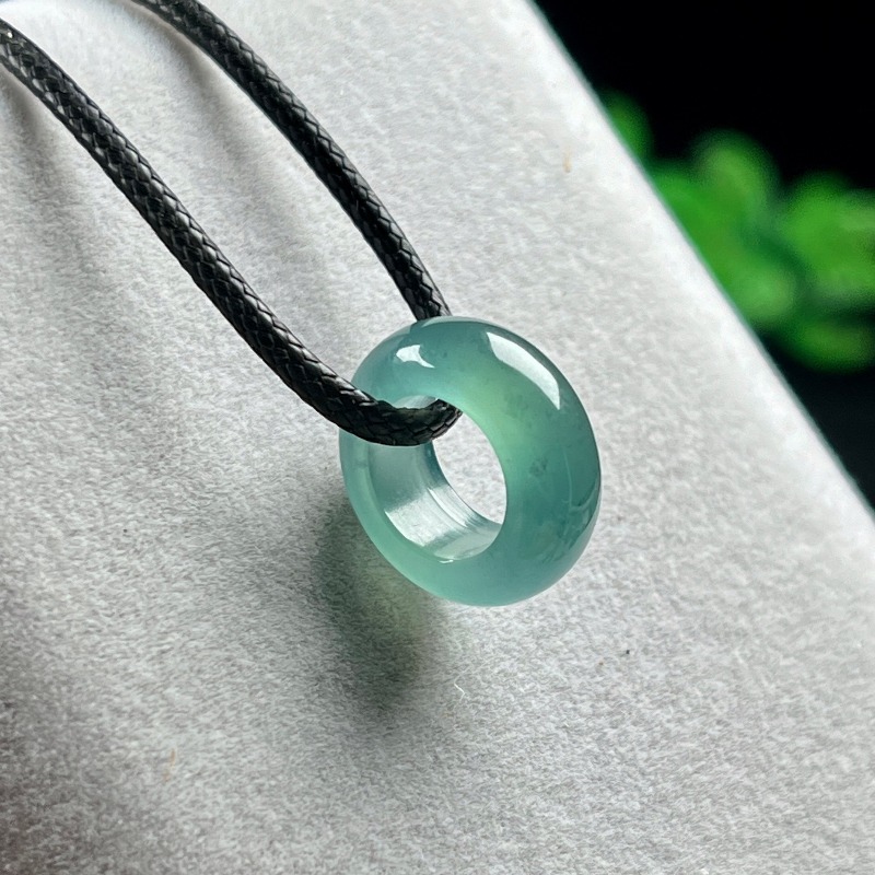 Necklaces - 天然エメラルドブルーウォーターラッキービーズリングペンダントミャンマー翡翠ネックレスジュエリーチャームデザイナー高級ヴィンテージ証明書