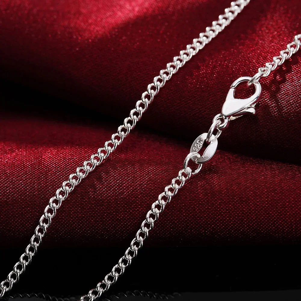 925 Sterling Silver Chain Necklace Men - 女性と男性のためのクラシックな925スターリングシルバーチェーンネックレス,高品質,パーティージュエリー,ファッションギフト,2mm, 40-75cm, 16-30インチ