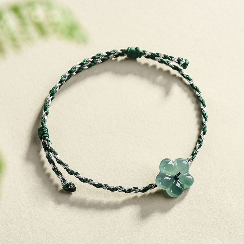 Bracelets - ビルマ翡翠フラワーブレスレット天然翡翠チャームファッションアクセサリーヴィンテージギフト女性のためのお守り高級バングル