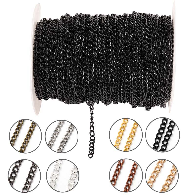 Body Jewelry - 2 メートル 2.5/3.5/4.5 ミリメートル金属フラットオーバル延長薄型チェーン DIY ネックレスブレスレット衣類ボディチェーンジュエリー作成アクセサリー