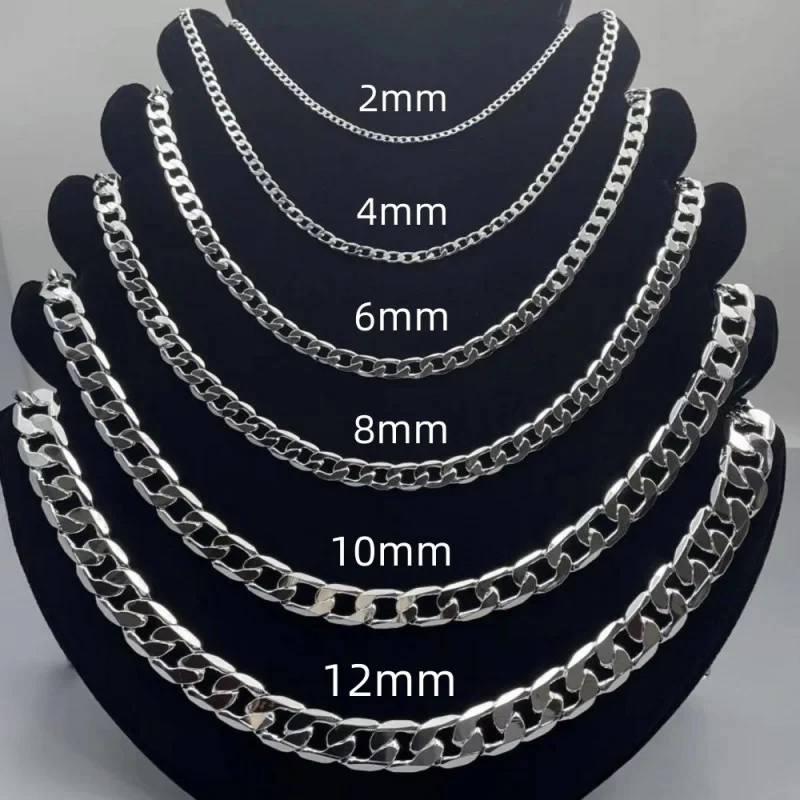 Cuban Link Chain 12Mm - メンズ 925 スターリングシルバーネックレス 2/4/6/8/10/12 ミリメートル 40-75