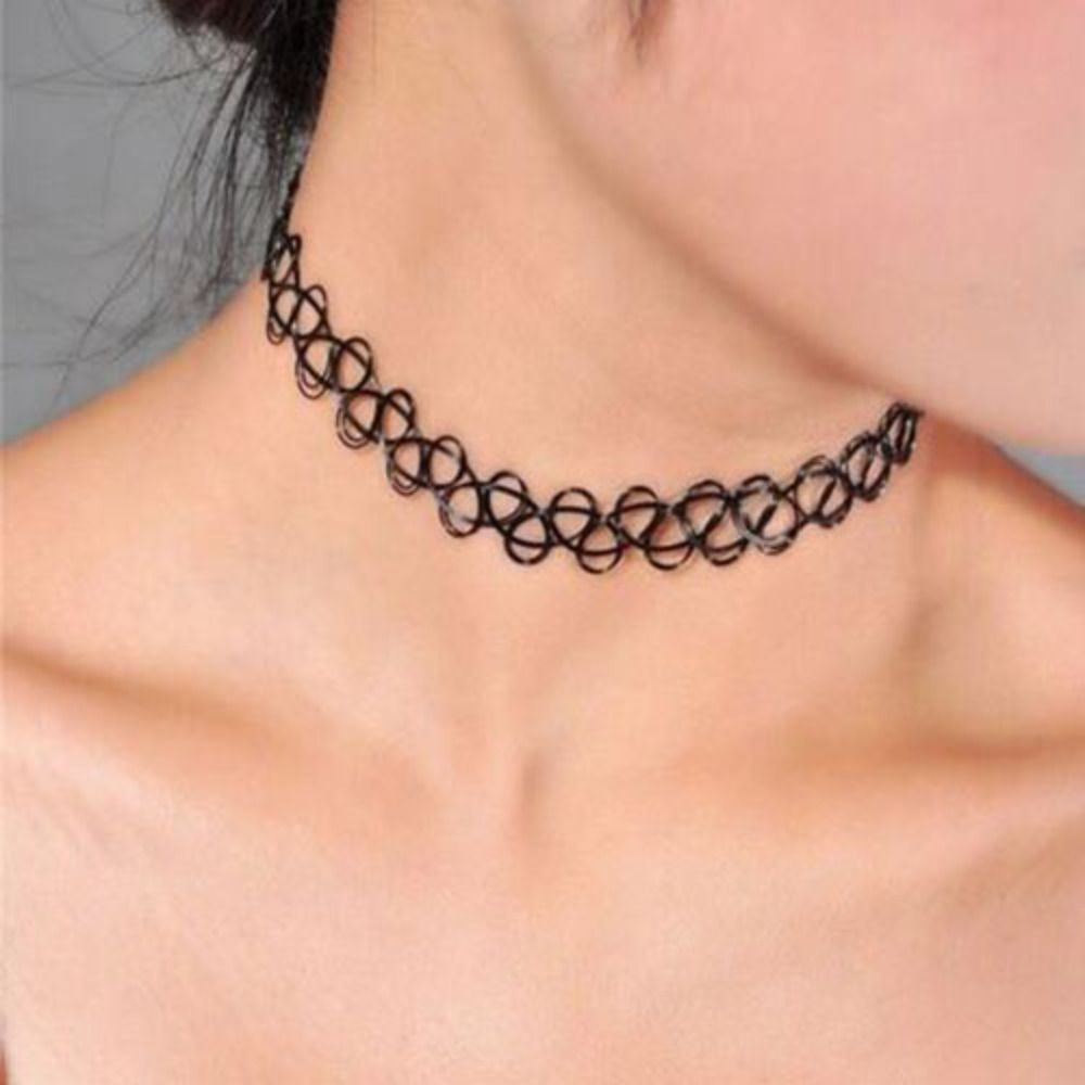 Pearl Choker Necklace Vintage - 編組糸付きマルチカラーネックレス,伸縮性のある黒のヴィンテージネックレス,レトロスタイル,90年代のジュエリー