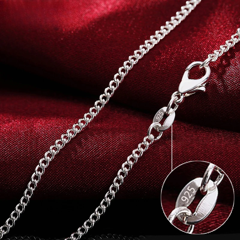 Cuban Link Chain 12Mm - 925 スターリングシルバー 40-75 センチメートルロング 2 ミリメートル幅サイドチェーンネックレス女性男性ファッションウェディングチャームジュエリー