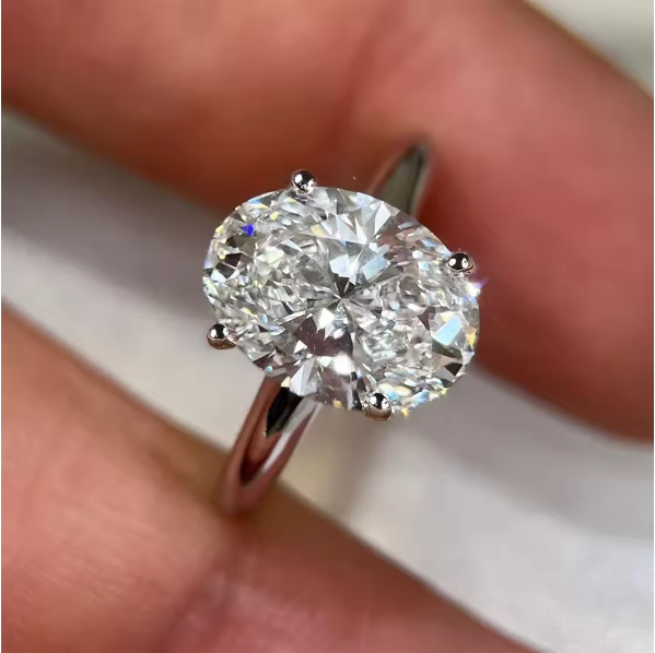 Moissanite Engagement Ring 1 Carat - 1/2/3 カラットオーバルカットモアッサナイト婚約指輪女性用 925 スターリングシルバーソリティアラボダイヤモンド結婚指輪ファインジュエリー