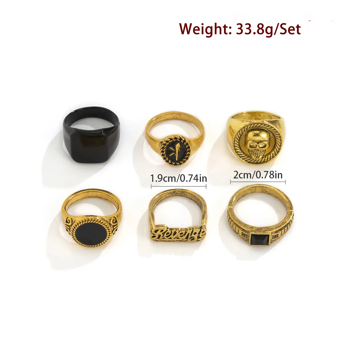 6ピース/セットゴスビンテージスケルトンスカルアンティークシ - Vintage Punk Knuckle Rings Set のレビューと価格