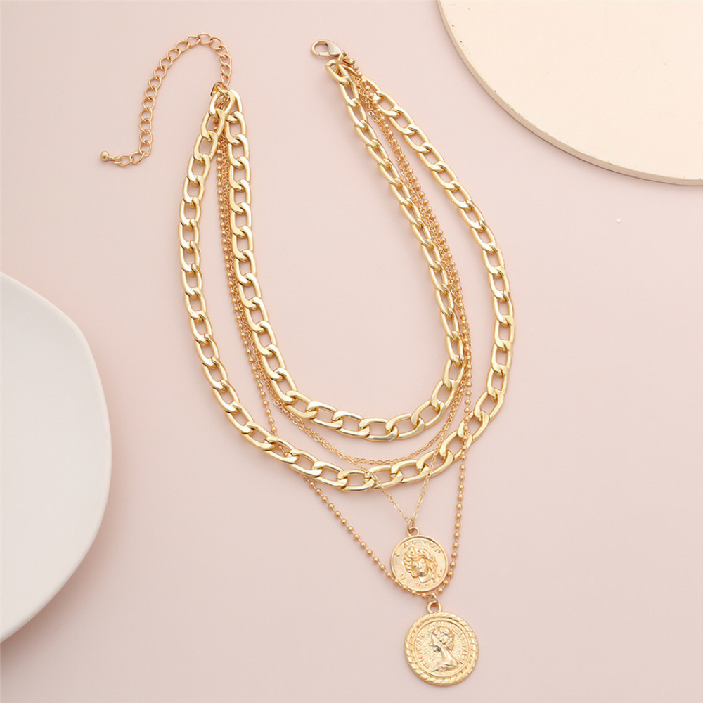 ボヘミアンスタイルのポートレートペンダントネックレス ファッ - Layered Pendant Necklace Aesthetic のレビューと価格