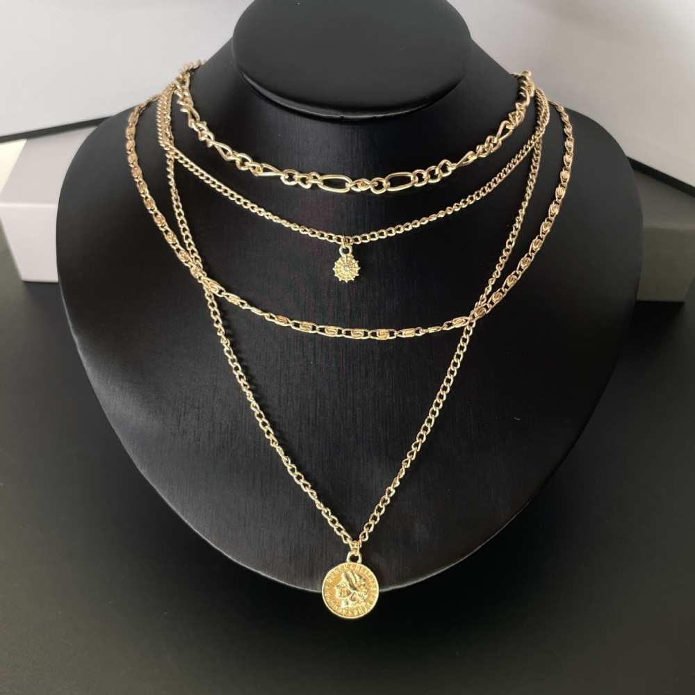 ボヘミアンスタイルのポートレートペンダントネックレス ファッ - Layered Pendant Necklace Aesthetic のレビューと価格