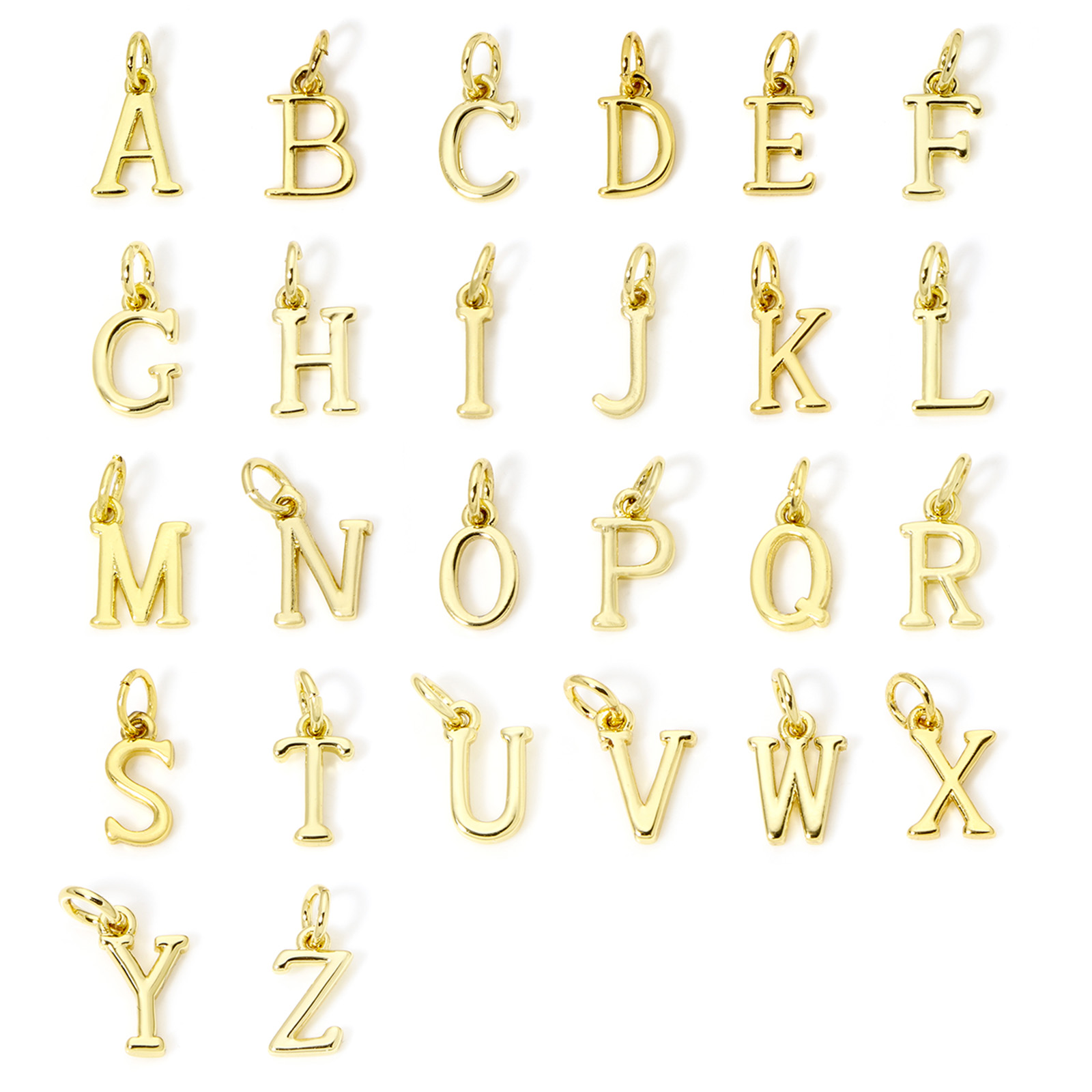 5 ピース真鍮チャーム 18K ゴールドメッキ大文字アルファ - Initial Letter Necklace 18K Gold のレビューと価格