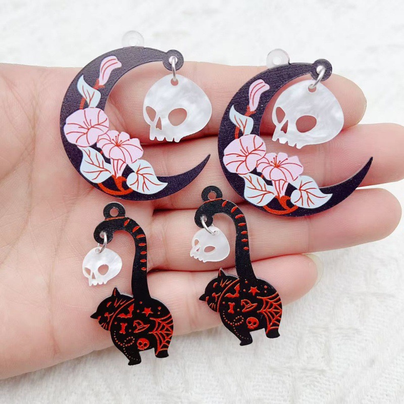 10個入り ハロウィン アクリル ゴースト ブラックキャット - Earrings のレビューと価格