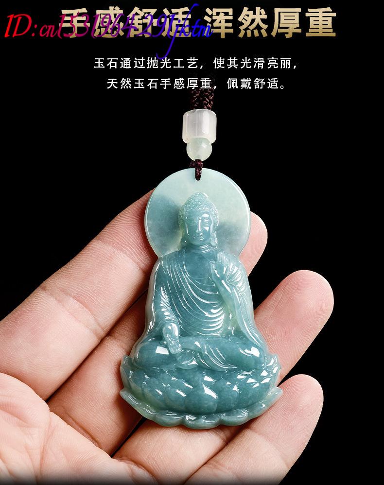 天然ビルマ翡翠仏陀ペンダントネックレスファッション本物の翡翠 - Necklaces のレビューと価格