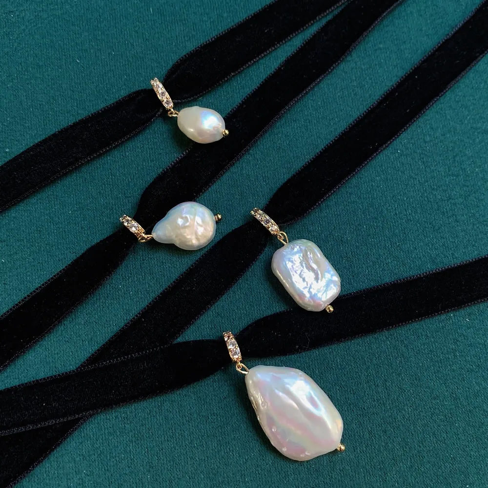 黒ベルベットリボンチョーカー不規則な水滴スクエアナチュラルバ - Pearl Choker Necklace Vintage のレビューと価格