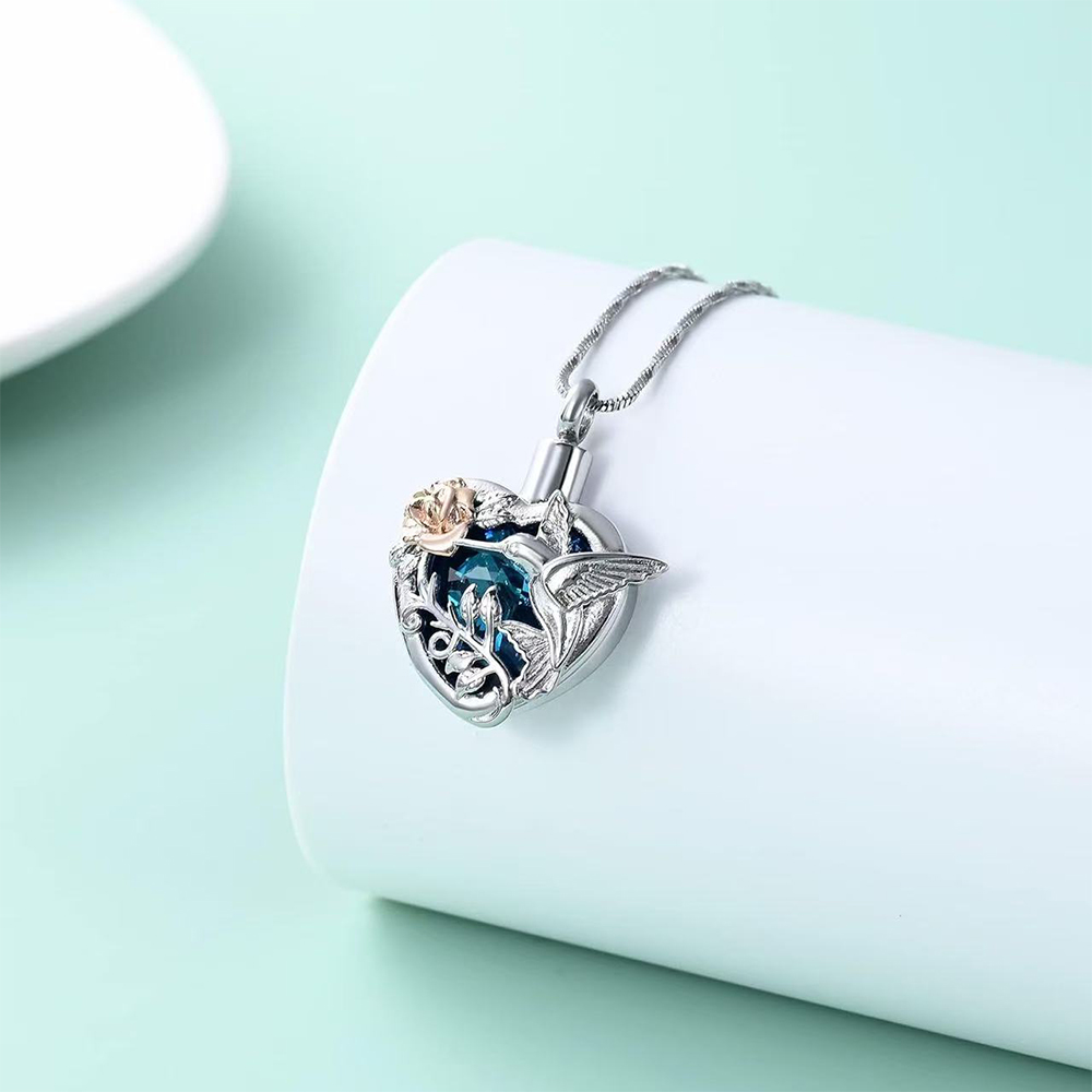 ハチドリハート骨壺ロケットネックレス灰と骨壺ロケット火葬ネッ - Heart Locket Necklace Photo のレビューと価格