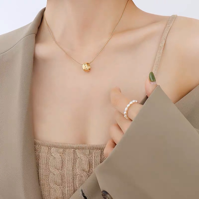 女性のための円形ビーズペンダントネックレス,ゴールドのダイヤ - Cross Pendant Necklace Gold のレビューと価格