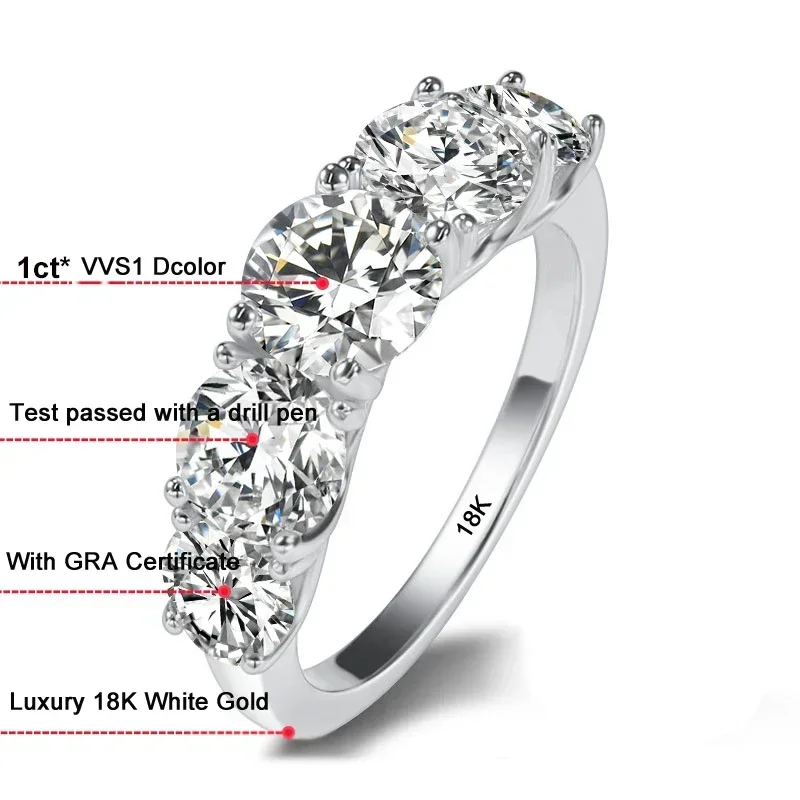 高級 18K ホワイト ゴールド ウェディング リング 女性 - Moissanite Engagement Ring 1 Carat のレビューと価格
