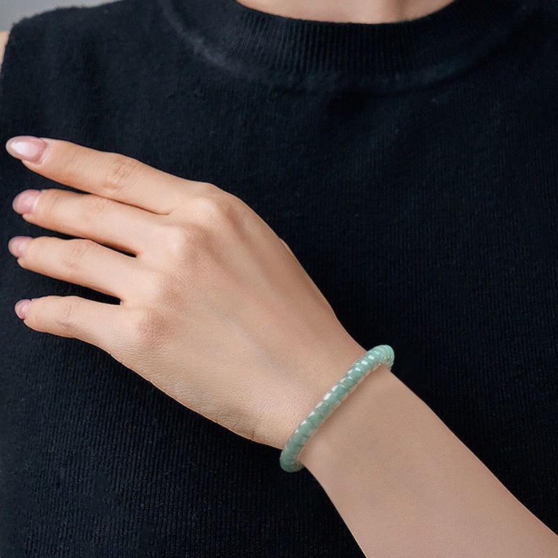 天然グレードAジェダイトブルーウォーター、オールドスタイルバ - Bracelets のレビューと価格