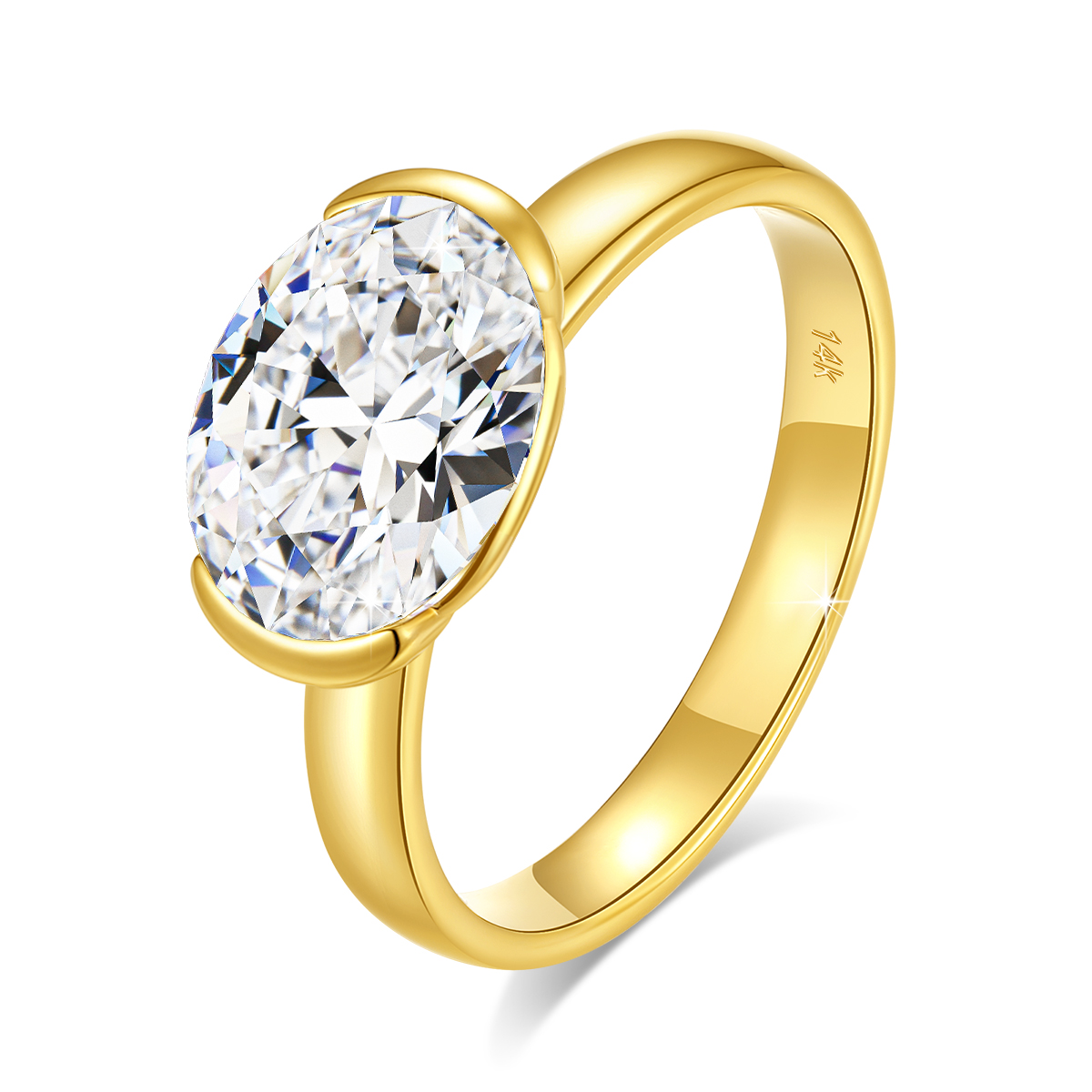 14K ゴールド認定オーバルカットモアッサナイトリング女性用 - Moissanite Engagement Ring 1 Carat のレビューと価格