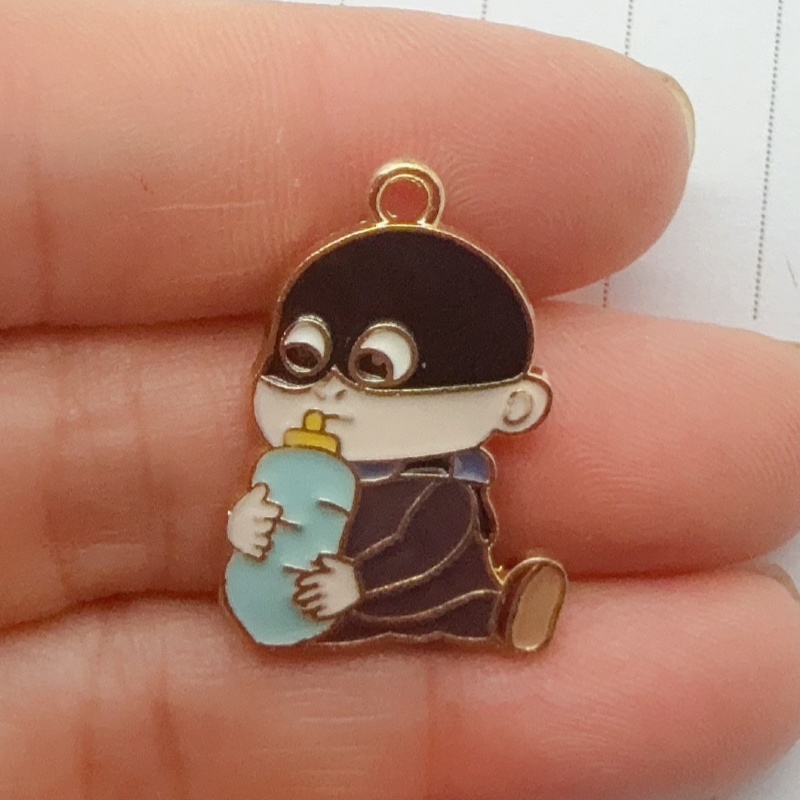 10個入り合金製ドリップオイル漫画ペンダント、DIYジュエリ - Earrings のレビューと価格