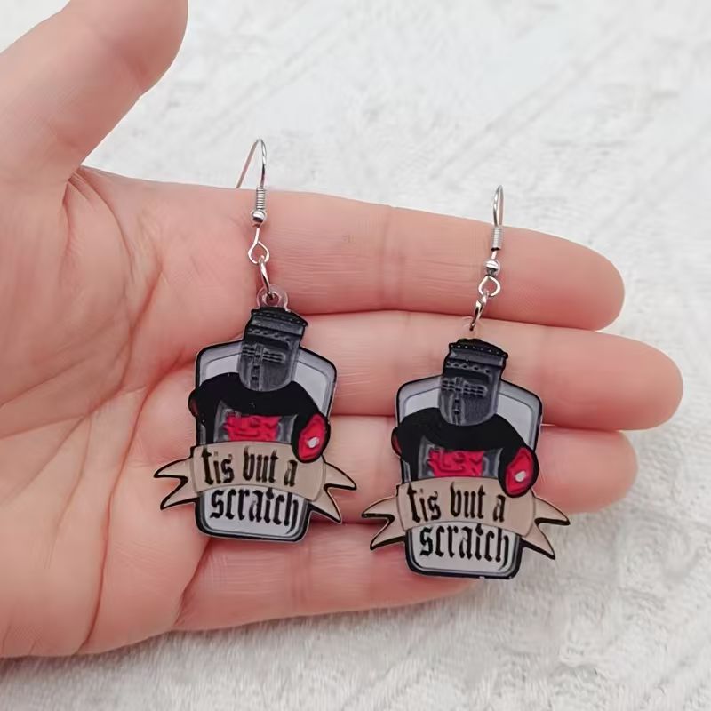 10個入りアクリル製黒と白の引用句イヤリング、女性用イヤリン - Earrings のレビューと価格