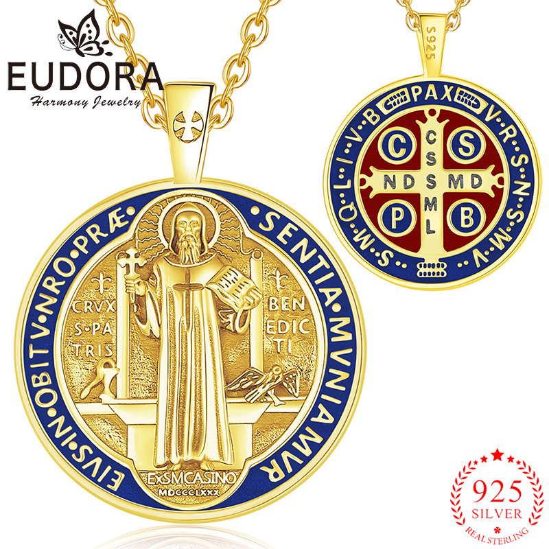 Eudora 925 スターリングシルバー聖ベネディクトネッ - 925 Sterling Silver Chain Necklace Men のレビューと価格