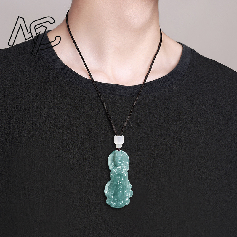 天然の本物のエメラルドブルーウォーター瑪瑙ペンダント ミャン - Necklaces のレビューと価格