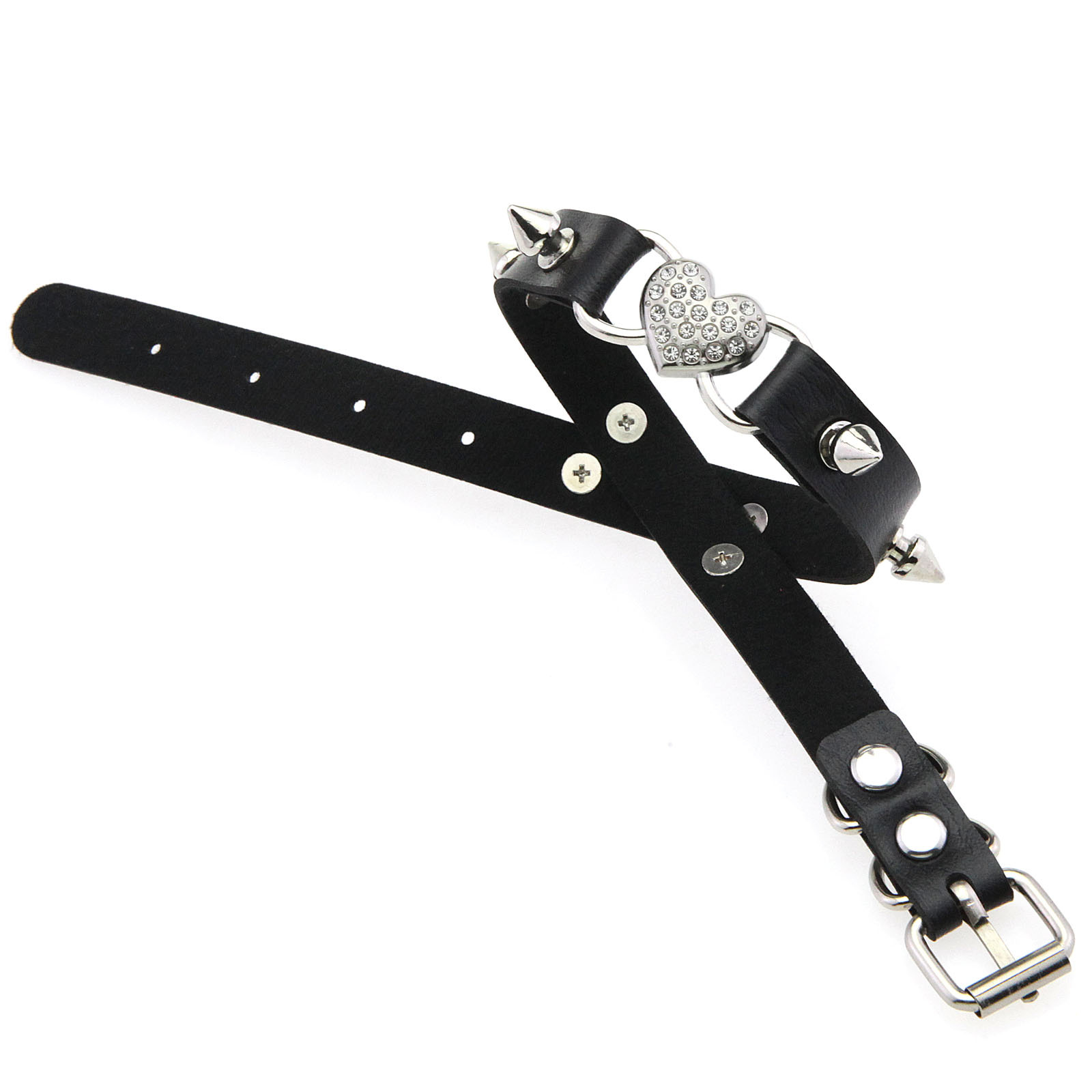 ゴスハートカラーブラックチョーカーネックレス女性用スパイクチ - Goth Punk Spike Choker のレビューと価格