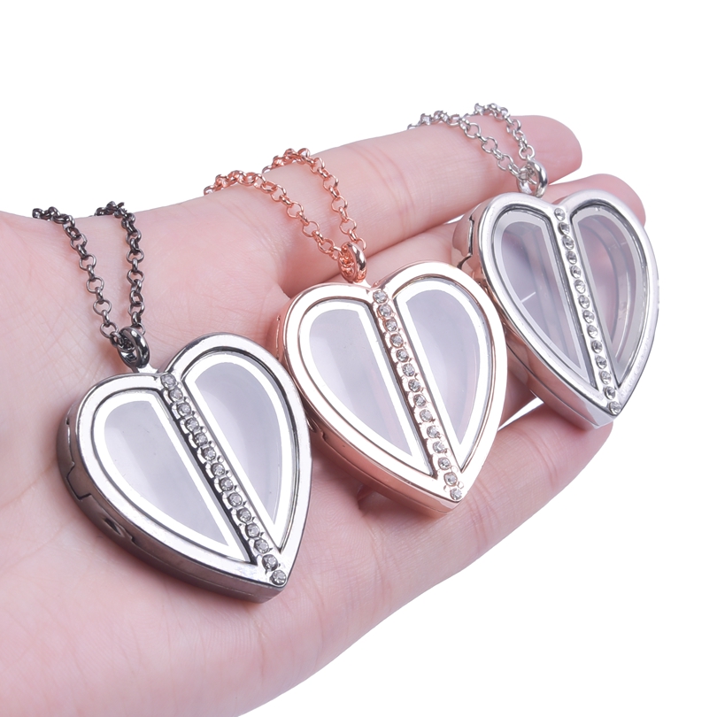 男性と女性のための磁気ハートロケットネックレスジュエリー,ペ - Heart Locket Necklace Photo のレビューと価格
