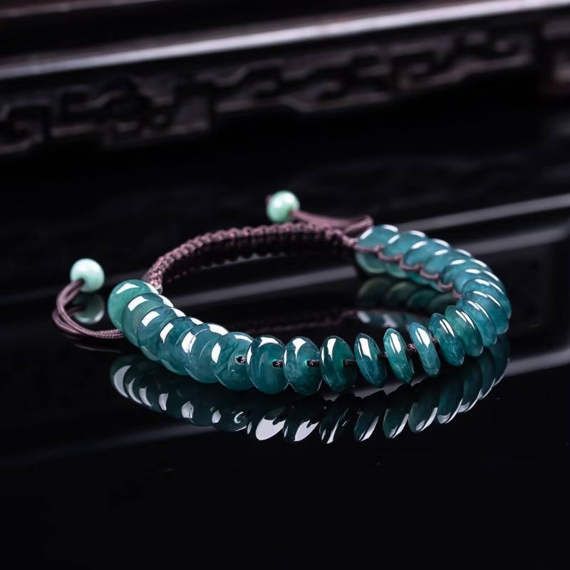 天然の本物のエメラルドブルーウォーター算盤ビーズブレスレット - Bracelets のレビューと価格