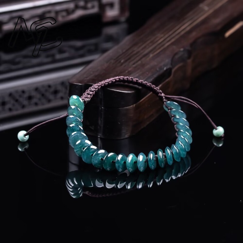 天然の本物のエメラルドブルーウォーター算盤ビーズブレスレット - Bracelets のレビューと価格