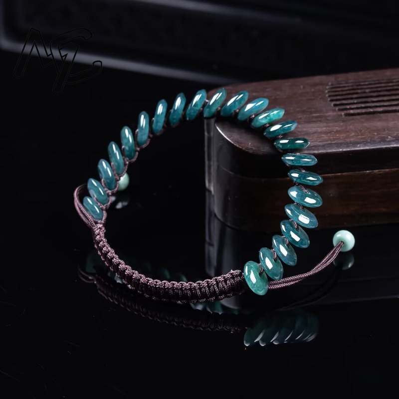 天然の本物のエメラルドブルーウォーター算盤ビーズブレスレット - Bracelets のレビューと価格