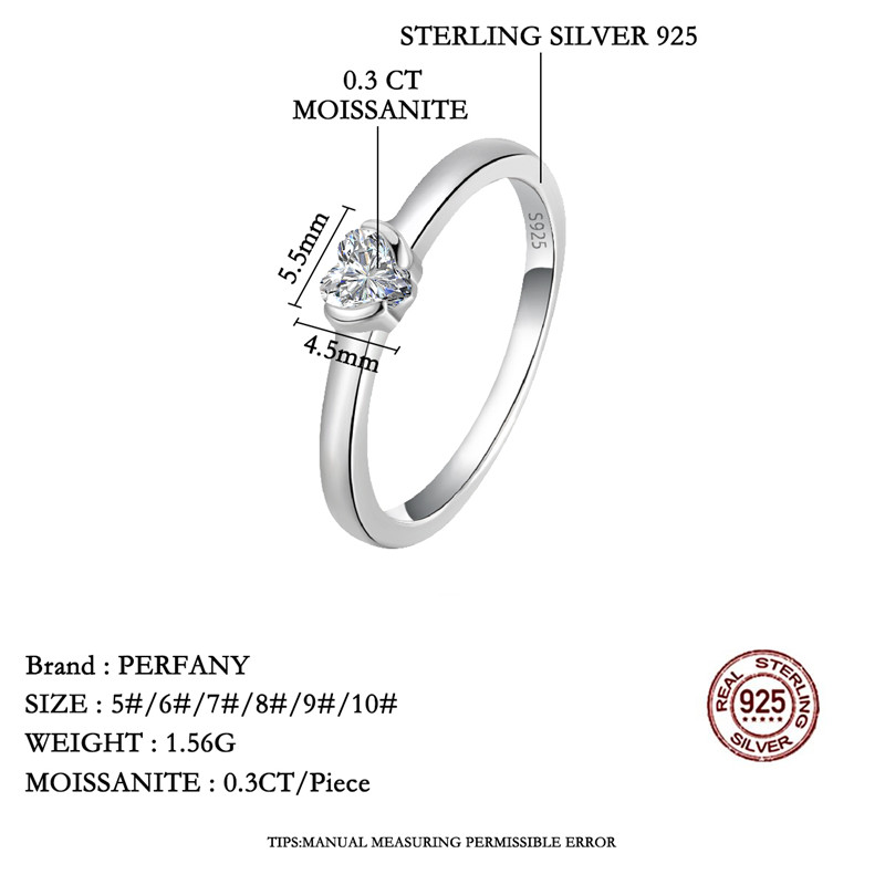 Perfany-女性用モアッサナイトリング,ハートカット,s - Moissanite Engagement Ring 1 Carat のレビューと価格