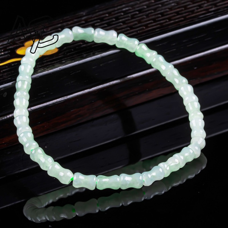 新しい本物の天然良質な翡翠竹のブレスレットネックレス、彫刻チ - Bracelets のレビューと価格