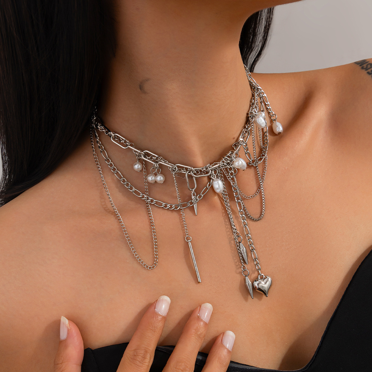 ヴィンテージ風イレギュラーイミテーションパールネックレス レ - Pearl Choker Necklace Vintage のレビューと価格