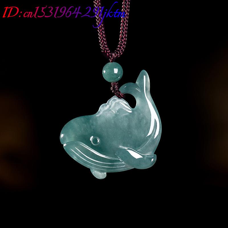 天然ビルマ翡翠クジラペンダントネックレスアクセサリー本物の翡 - Necklaces のレビューと価格