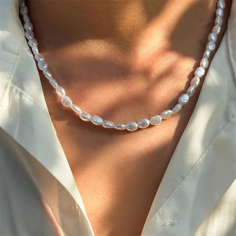 新しいファッションシンプルなイミテーションパールチョーカーネ - Pearl Choker Necklace Vintage のレビューと価格