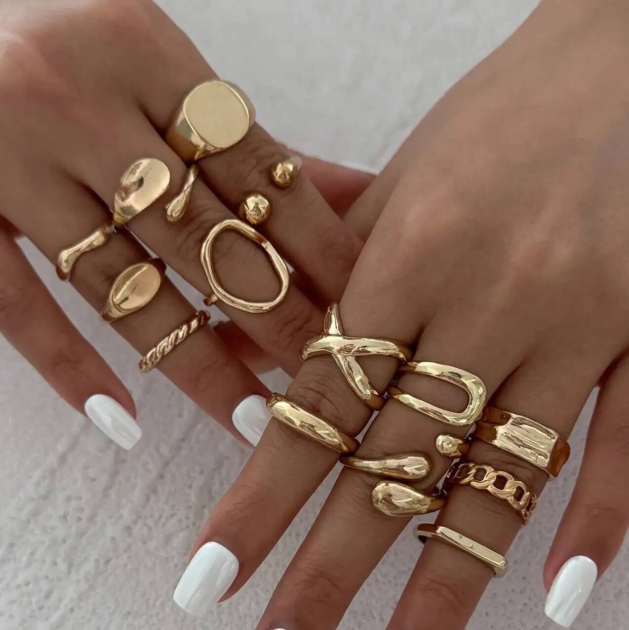 IngeSight.Z 14 ピース/セットヒップホップパン - Vintage Punk Knuckle Rings Set のレビューと価格