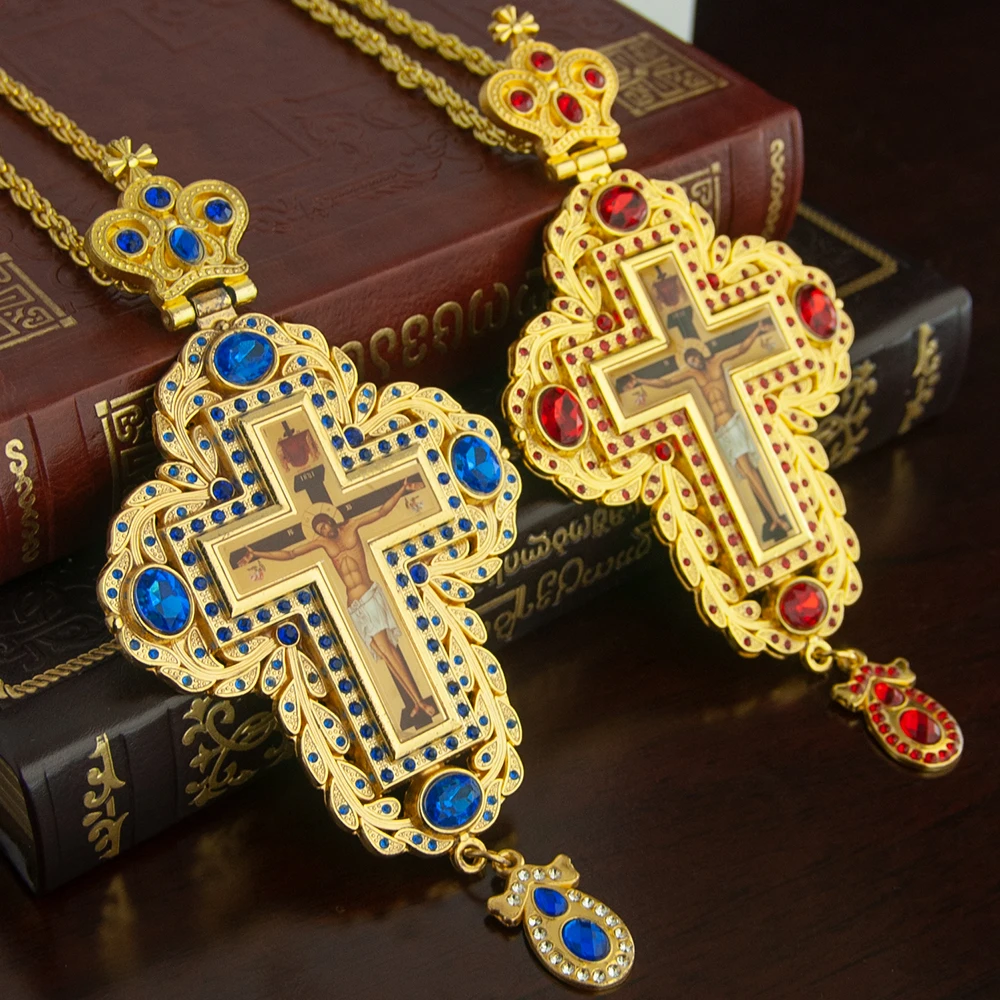 HTISOK正教会司教胸十字架ペンダント亜鉛合金金メッキネッ - Cross Pendant Necklace Gold のレビューと価格