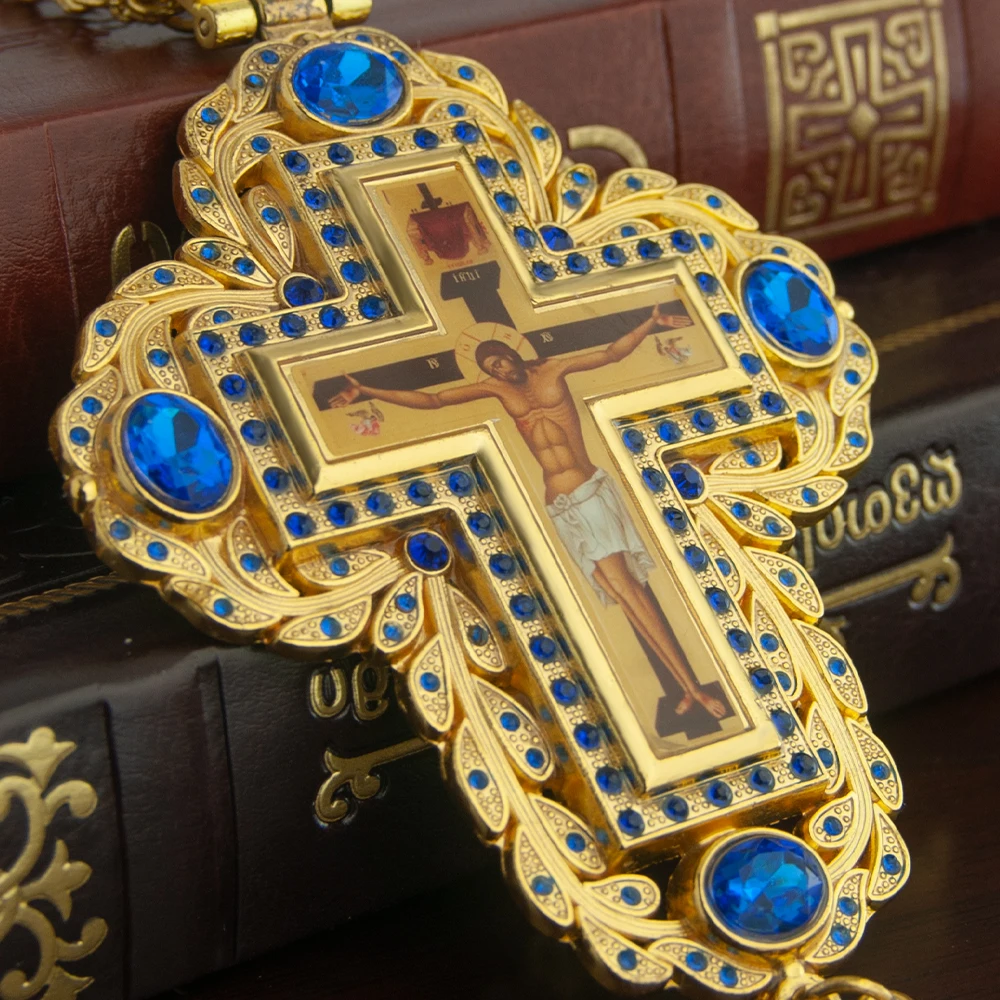 HTISOK正教会司教胸十字架ペンダント亜鉛合金金メッキネッ - Cross Pendant Necklace Gold のレビューと価格