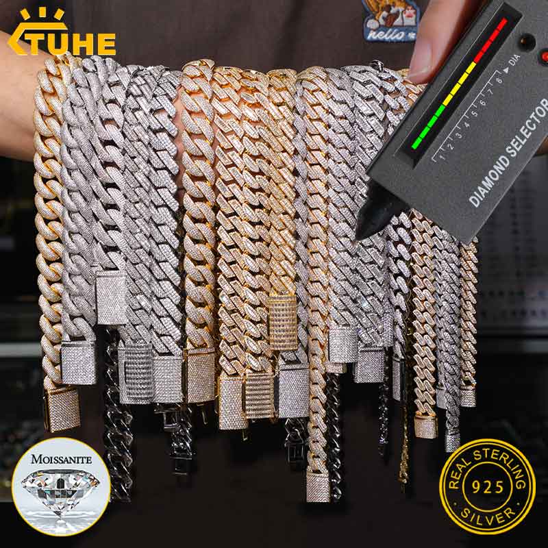 TUHE ユニセックス Dカラー モアサナイト キューバンチ - Cuban Link Chain 12Mm のレビューと価格