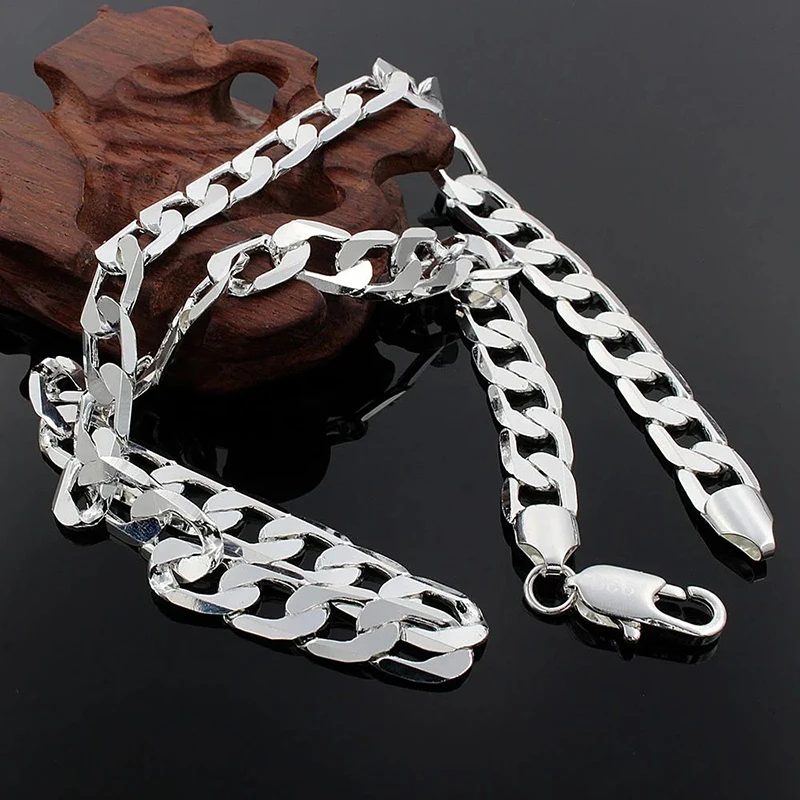 925スターリングシルバーネックレス メンズ レディース 1 - Cuban Link Chain 12Mm のレビューと価格