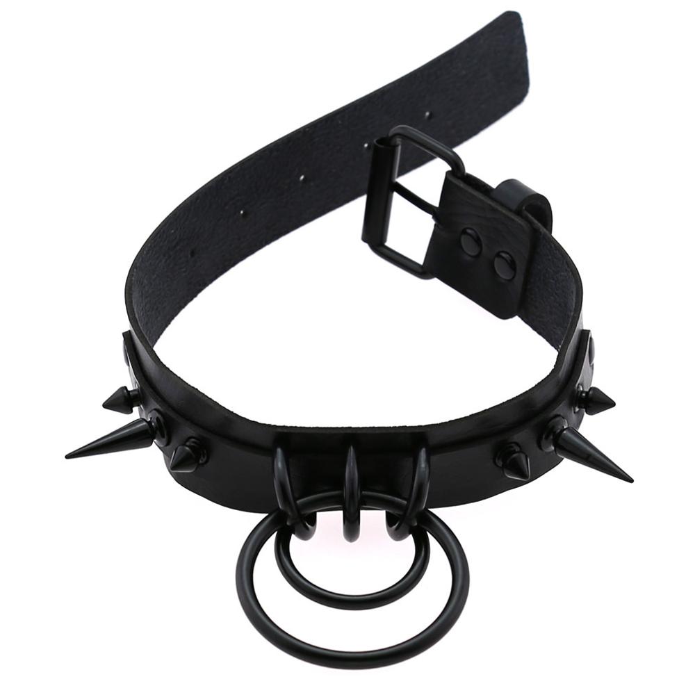スパイク付きレザーチョーカーネックレス,ブラック,女性と男性 - Goth Punk Spike Choker のレビューと価格